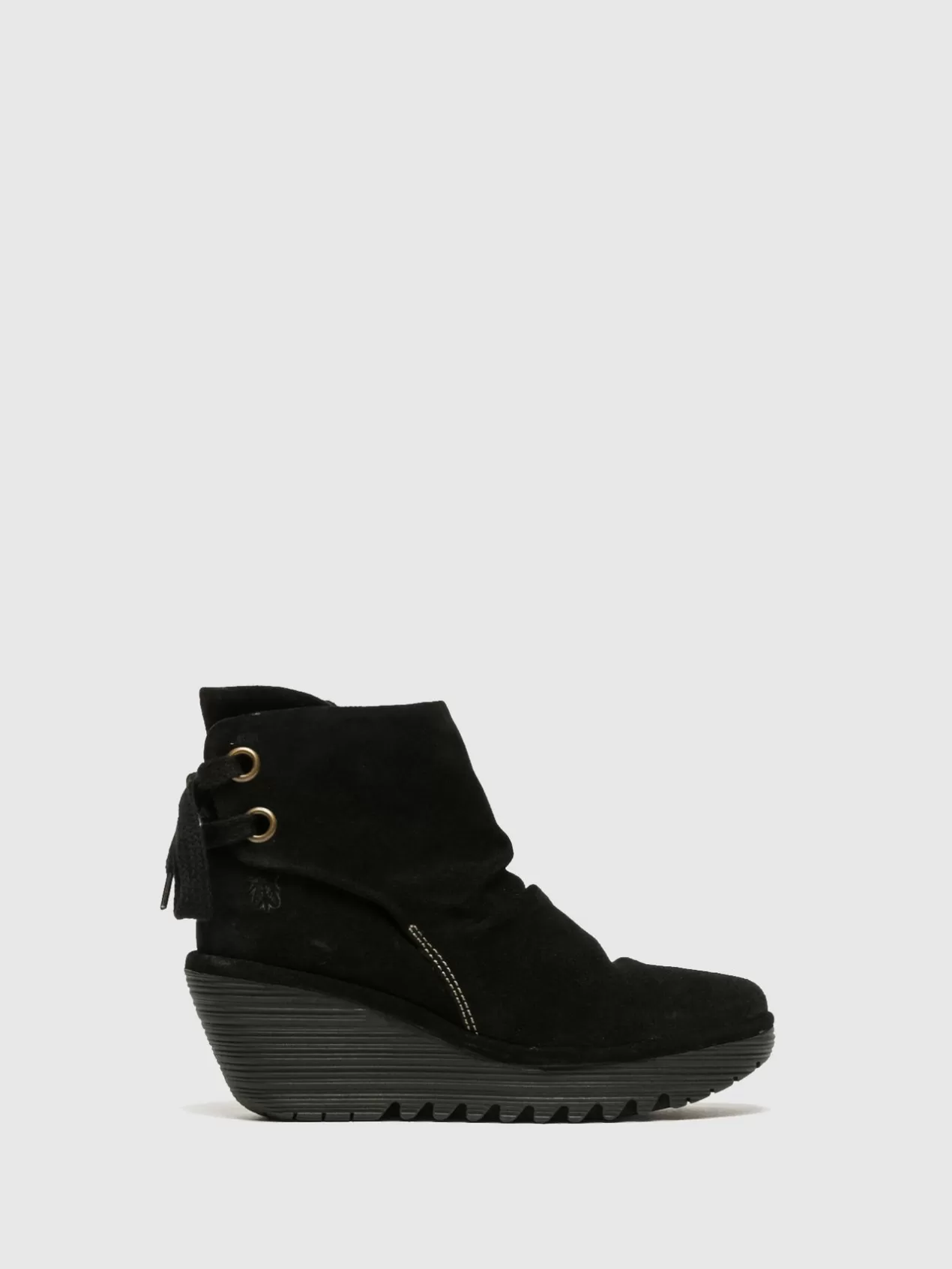 Outlet Wedge Ankle Boots Yama_Suede Black Women Ankle Boots