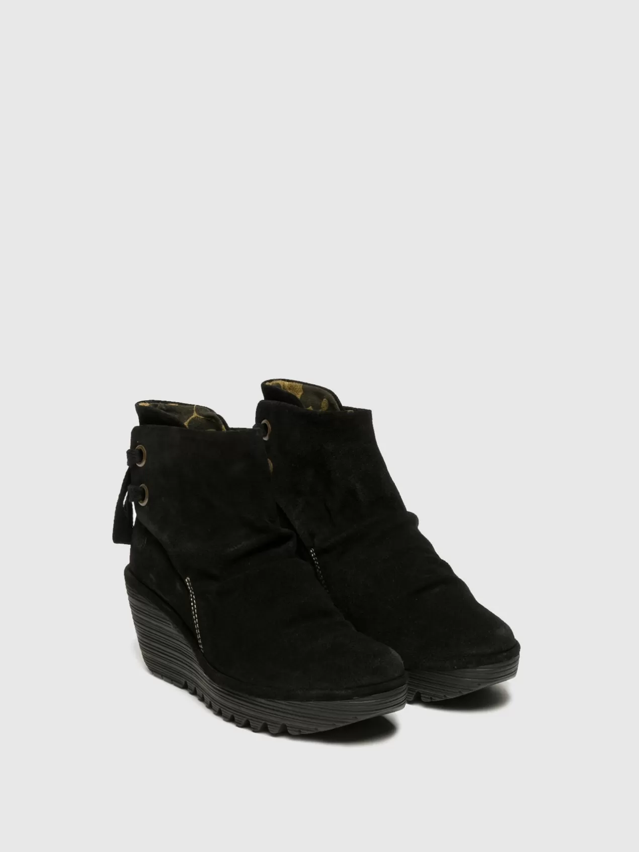 Outlet Wedge Ankle Boots Yama_Suede Black Women Ankle Boots