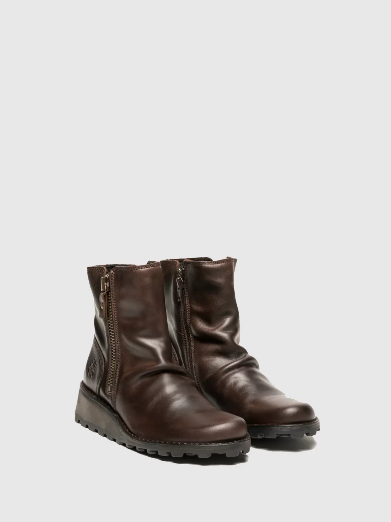 Store Zip Up Ankle Boots Mon944Fly Dk. Brown Women Ankle Boots